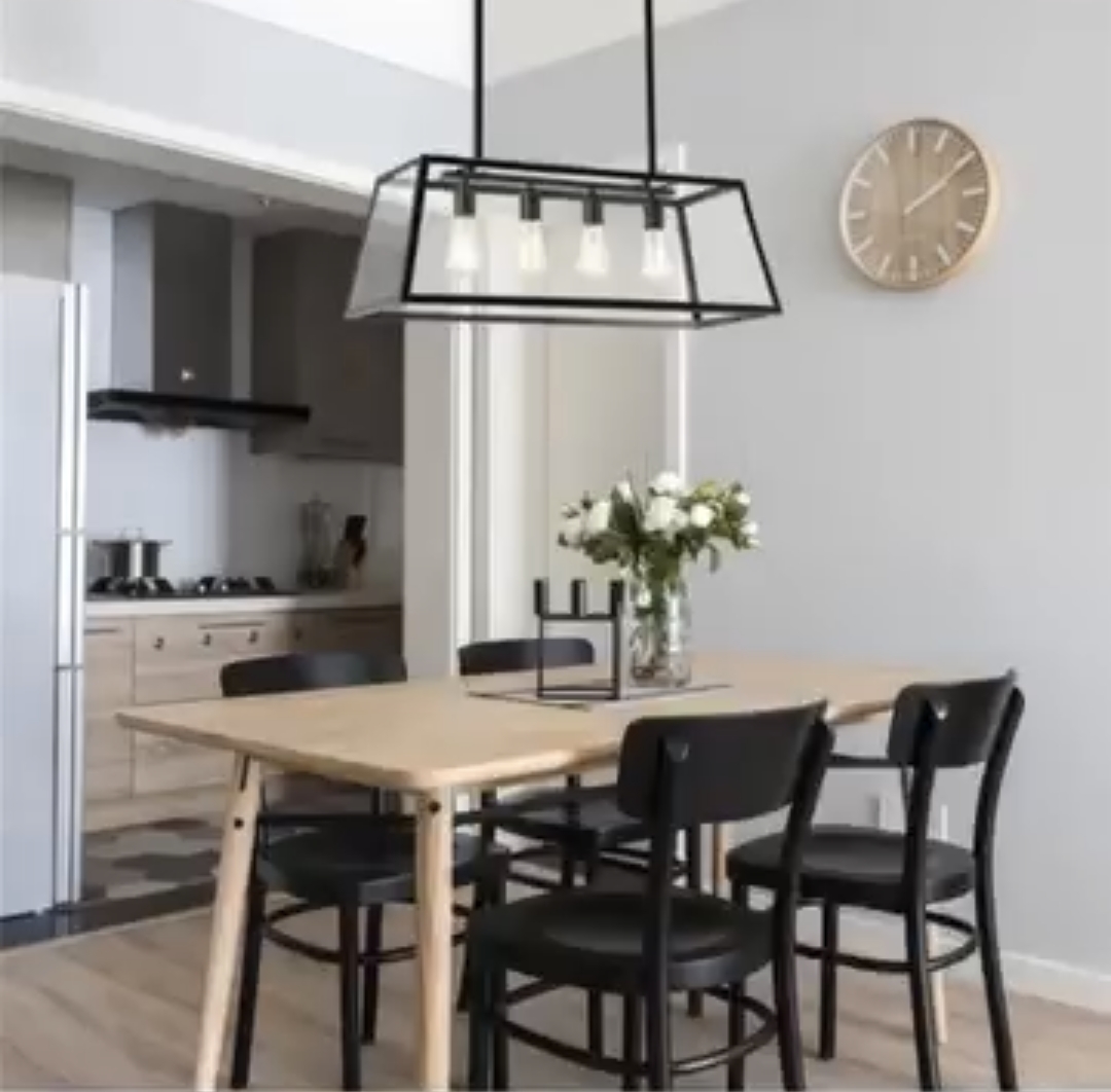 Pendente linear trapezoidal em metal preto